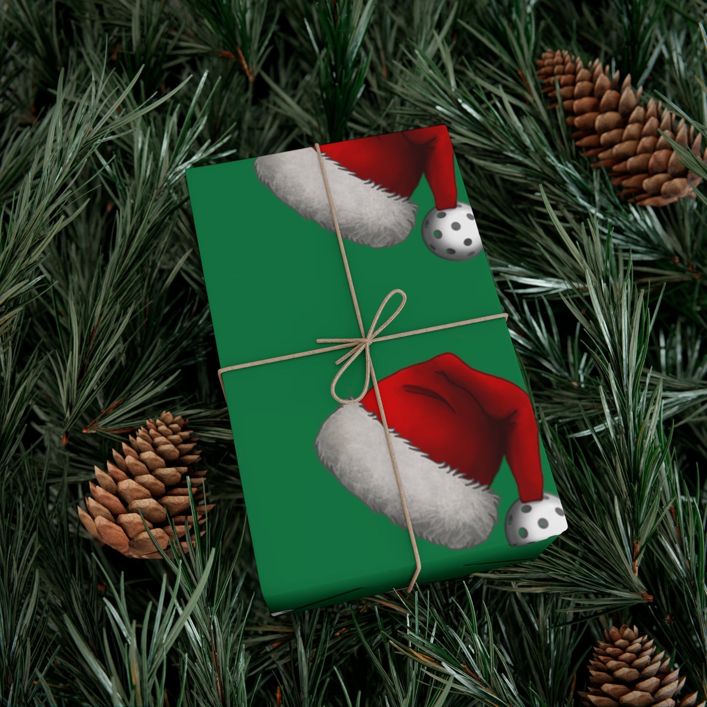 Pickleball Santa Hat Gift Wrap