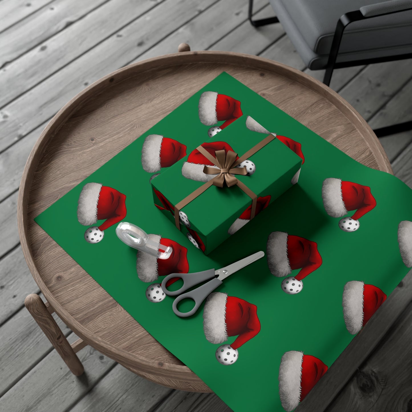 Pickleball Santa Hat Gift Wrap