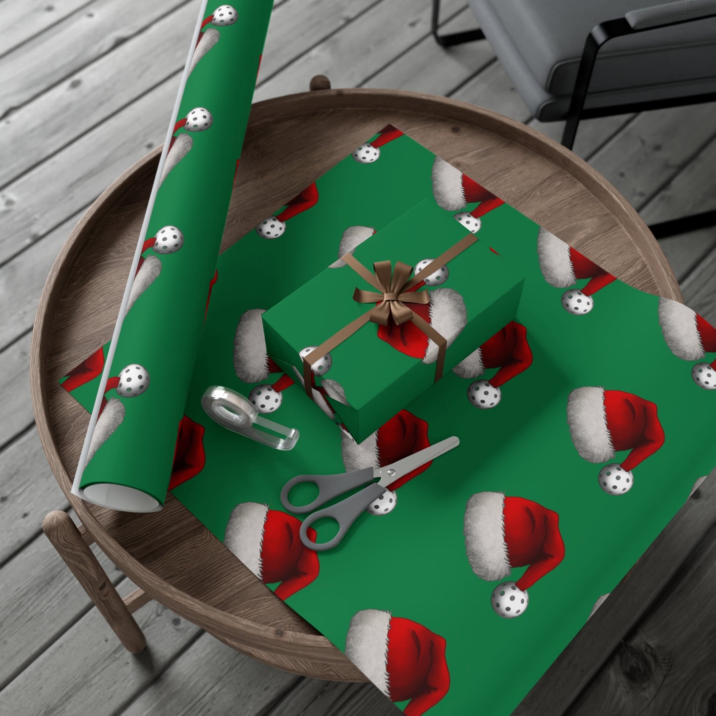 Pickleball Santa Hat Gift Wrap