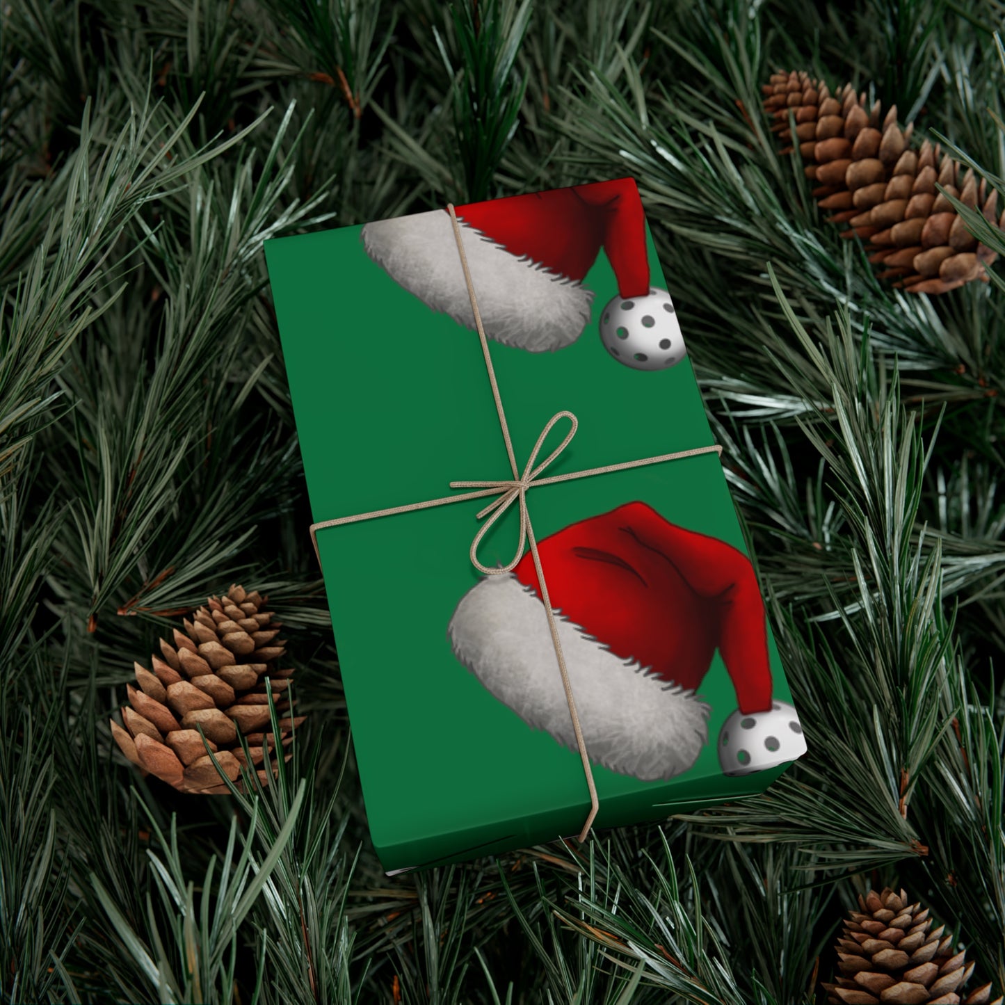 Pickleball Santa Hat Gift Wrap