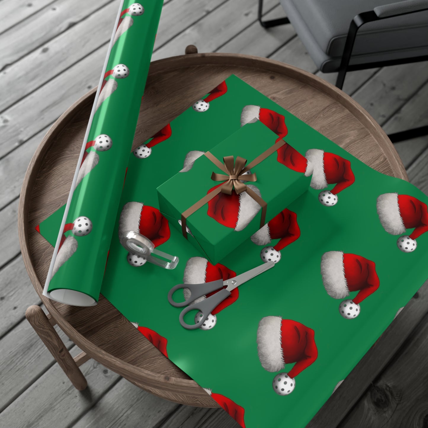 Pickleball Santa Hat Gift Wrap