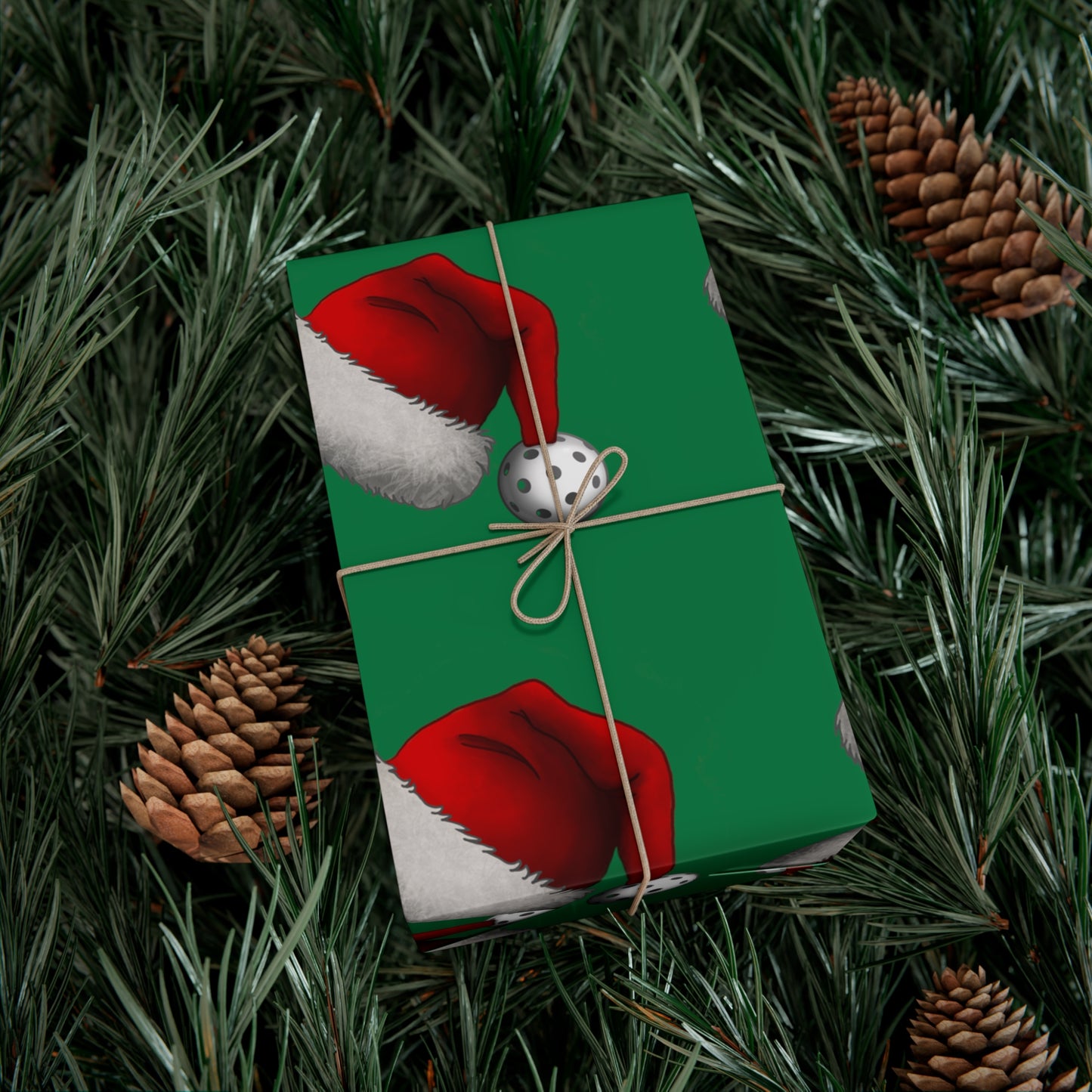 Pickleball Santa Hat Gift Wrap