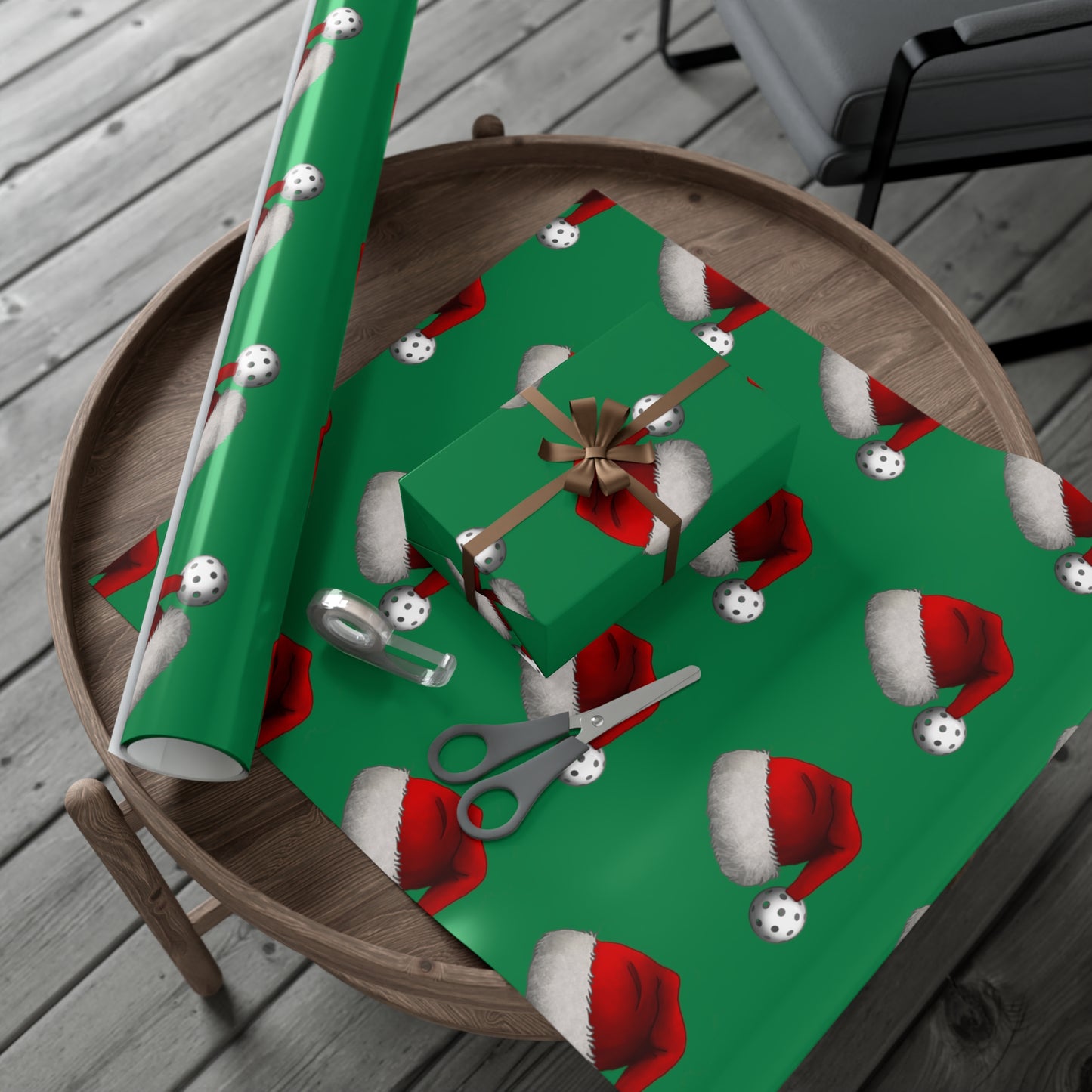 Pickleball Santa Hat Gift Wrap
