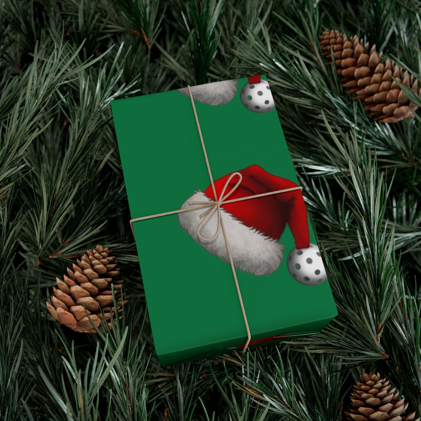 Pickleball Santa Hat Gift Wrap