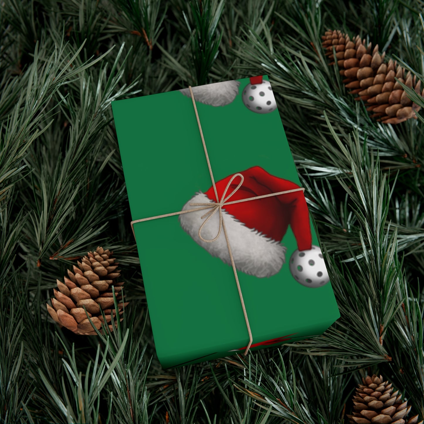 Pickleball Santa Hat Gift Wrap