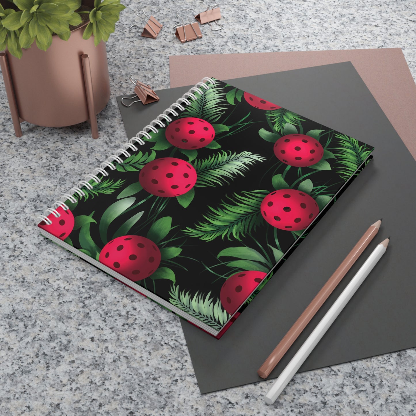 Pickleball Flowers Hawaiian Style Spiral Notebook