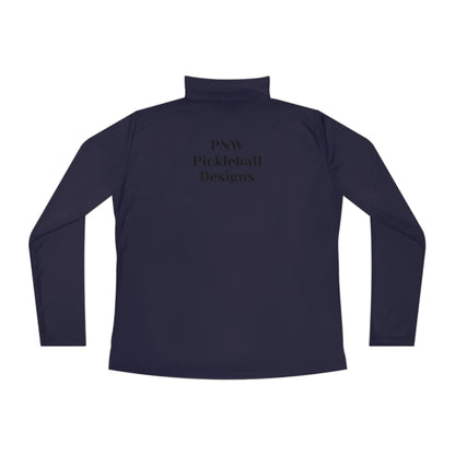 Ladies Quarter-Zip Pullover With Pickleball Logo