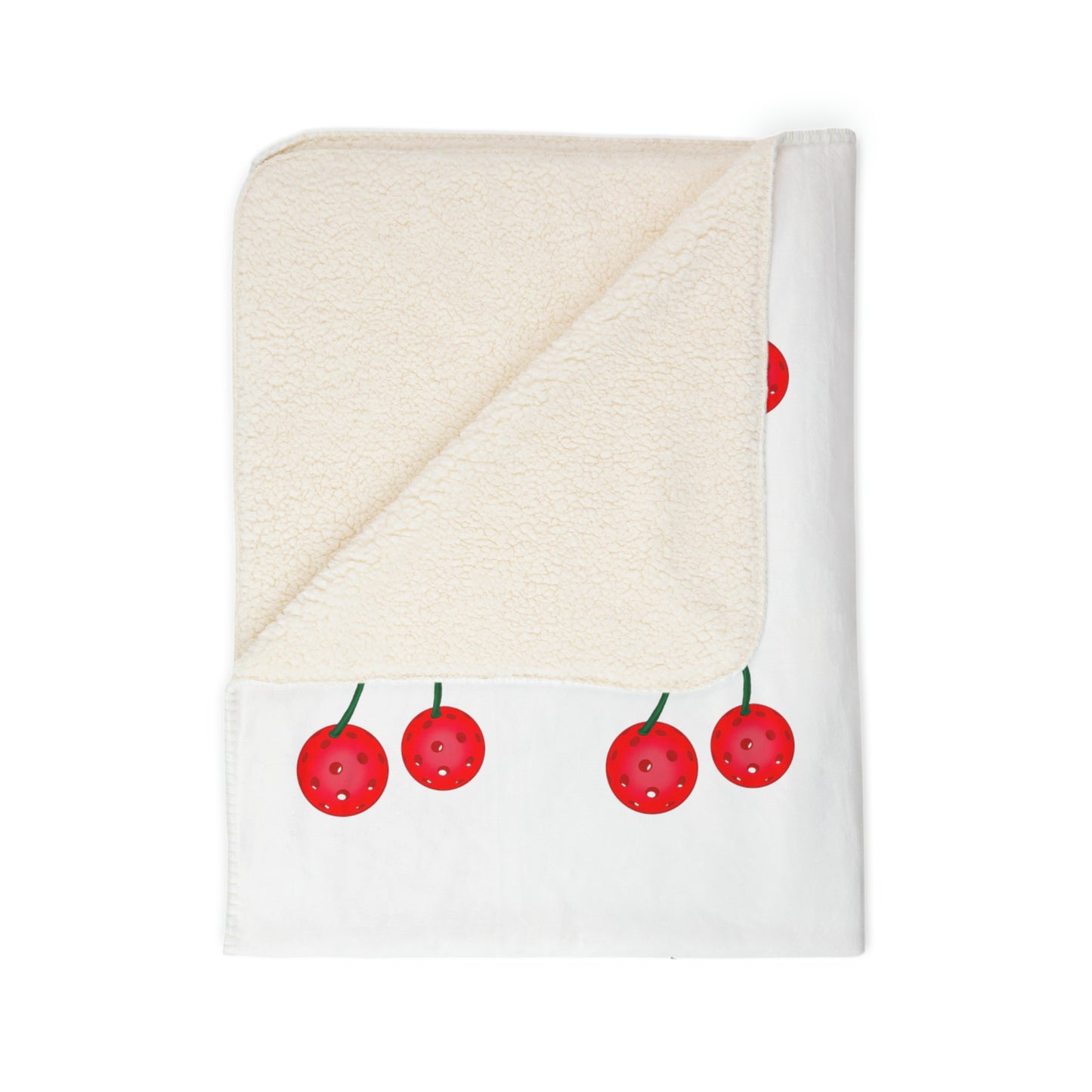 Pickleball Cherries Fleece Sherpa Blanket