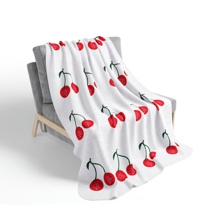 Pickleball Cherries Fleece Sherpa Blanket