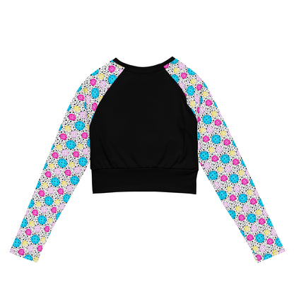 Pickleball Pattern 80's Theme Recycled long-sleeve crop top