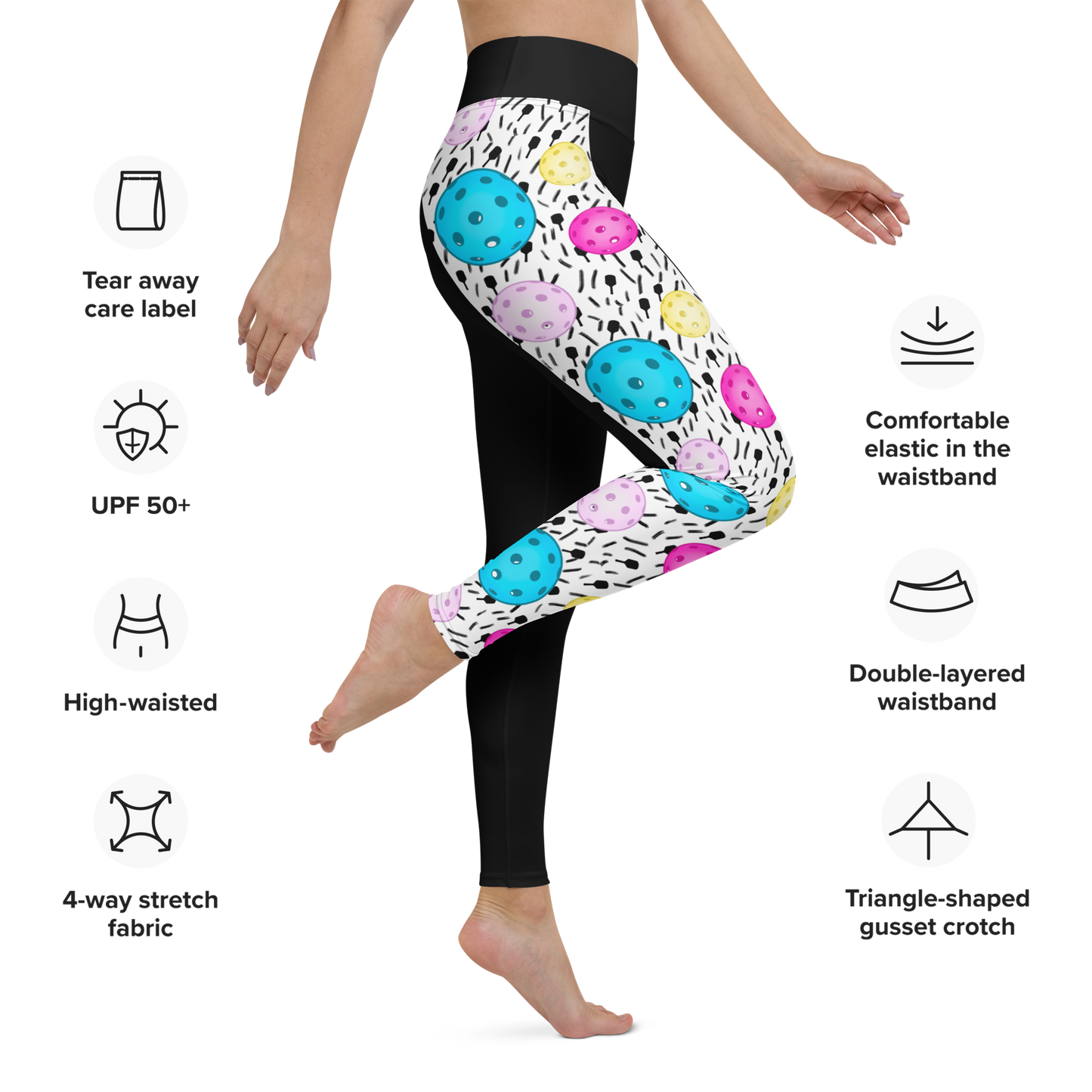 80's Themed Pickleball Pattern Leggings