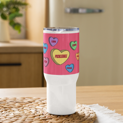 Pickleball Hearts Travel Mug With Handle