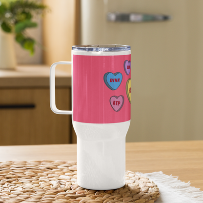 Pickleball Hearts Travel Mug With Handle