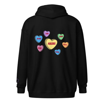 Love Pickleball Valentine's Hearts Unisex Heavy Blend Zip Hoodie