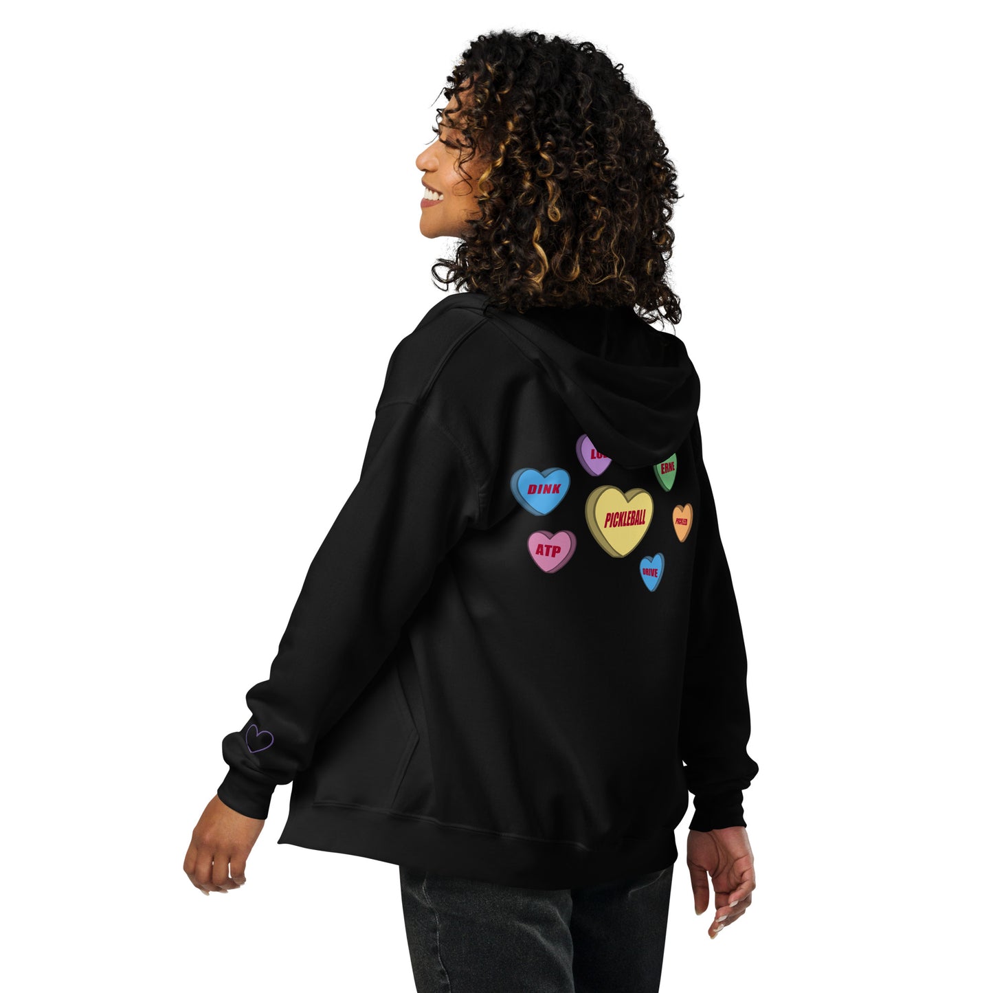 Love Pickleball Valentine's Hearts Unisex Heavy Blend Zip Hoodie