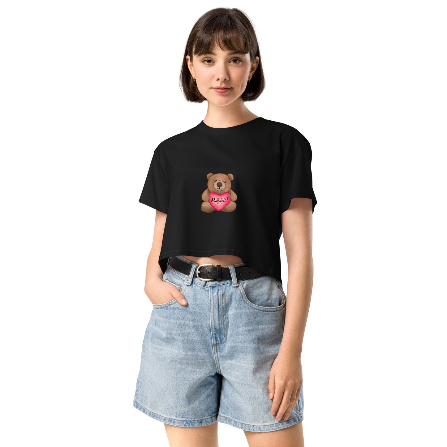 Pickleball Valentine's Teddy Bear Women’s Crop Top