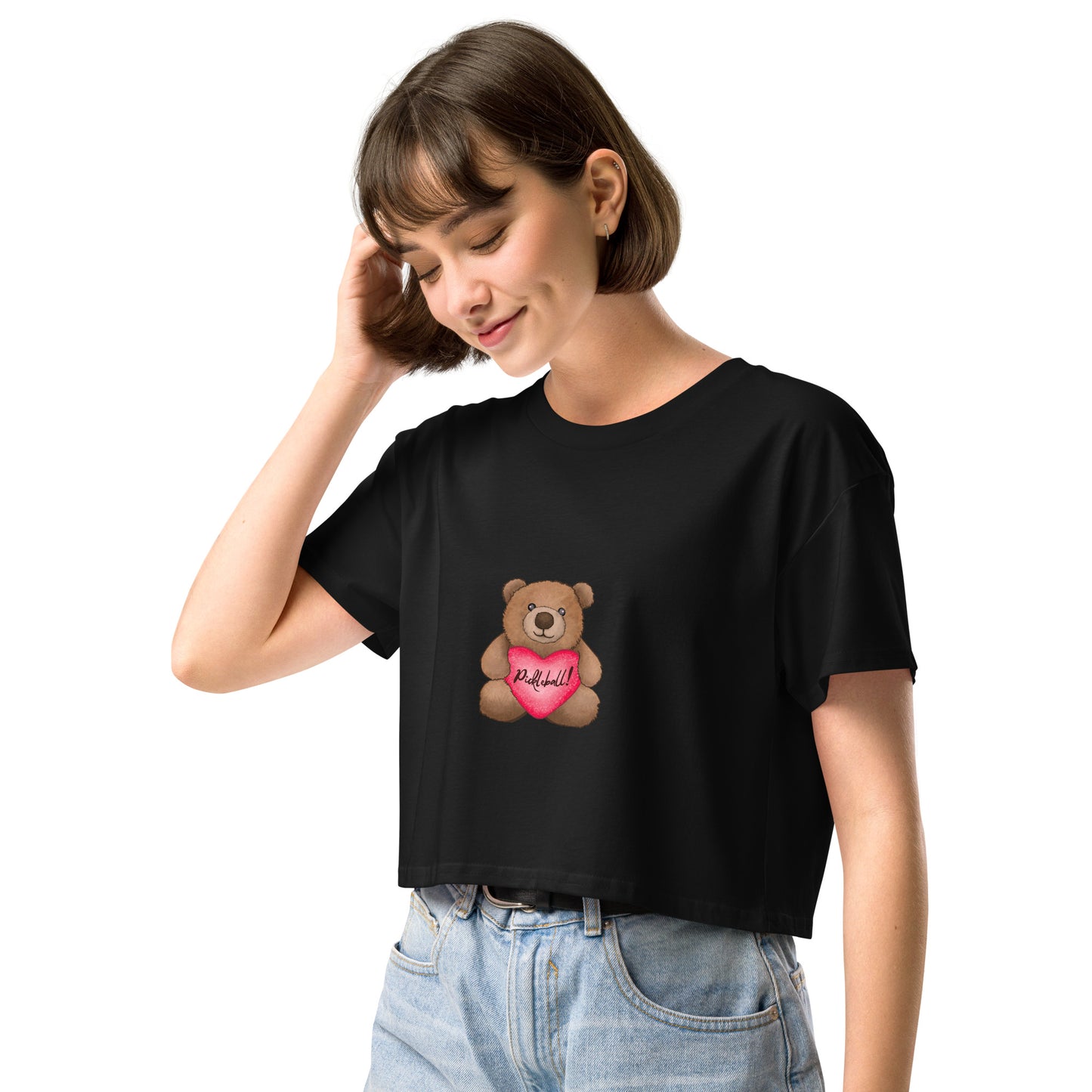 Pickleball Valentine's Teddy Bear Women’s Crop Top