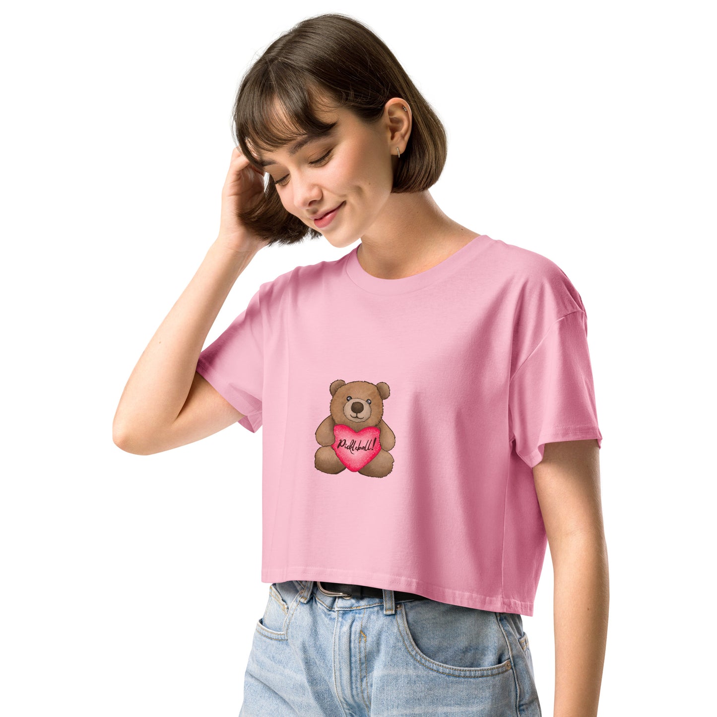 Pickleball Valentine's Teddy Bear Women’s Crop Top