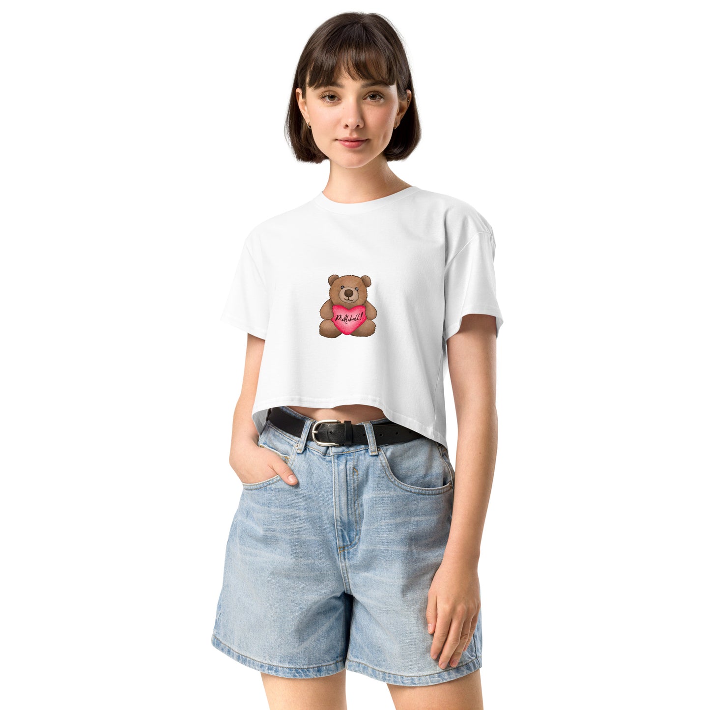 Pickleball Valentine's Teddy Bear Women’s Crop Top