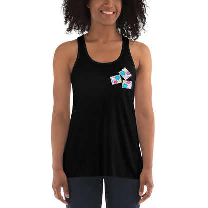 80's Themed Pickleball Pattern Women's Flowy Racerback Tank