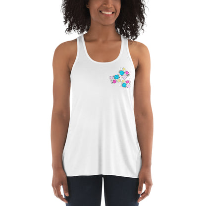 80's Themed Pickleball Pattern Women's Flowy Racerback Tank